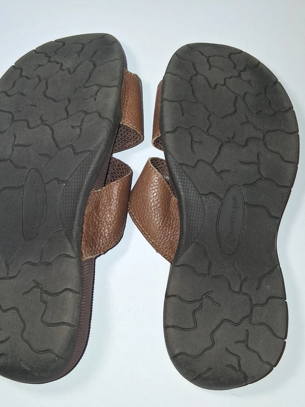 BareTraps Lainey Women's Brown Leather Slide Sandals US Size 8.5 M